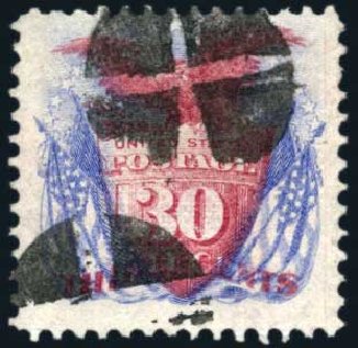 Cost of US Stamps Scott Cat. # 121: 30c 1869 Pictorial Shield Eagle Flags. Harmer-Schau Auction Galleries, Jun 2008, Sale 78, Lot 1361