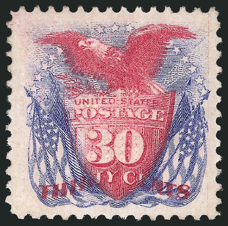 US Stamp Prices Scott Catalog #121 - 1869 30c Pictorial Shield Eagle Flags. Robert Siegel Auction Galleries, Mar 2013, Sale 1040, Lot 1381
