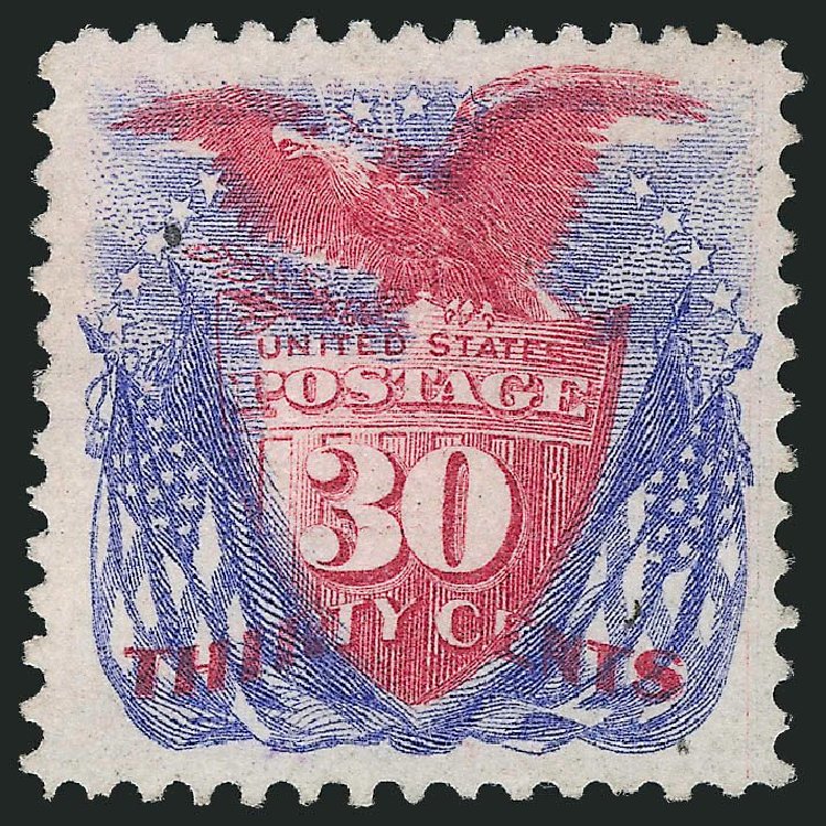 Costs of US Stamp Scott Catalog 121 - 1869 30c Pictorial Shield Eagle Flags. Robert Siegel Auction Galleries, Mar 2014, Sale 1067, Lot 1121