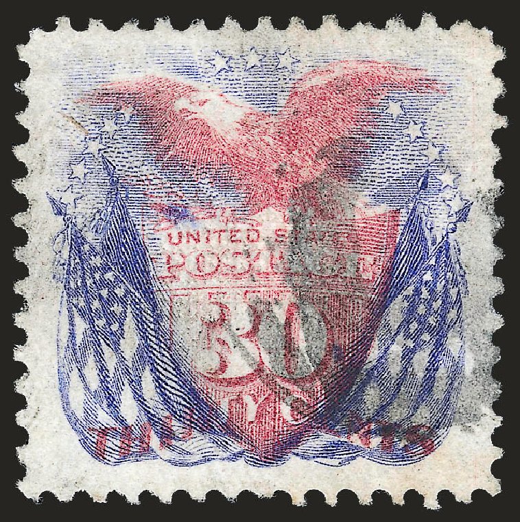 US Stamps Prices Scott Cat. # 121: 30c 1869 Pictorial Shield Eagle Flags. Robert Siegel Auction Galleries, Oct 2008, Sale 963, Lot 691