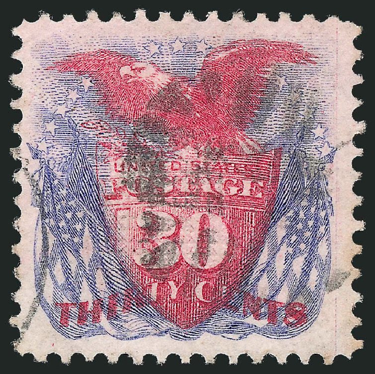 US Stamps Value Scott Cat. # 121: 1869 30c Pictorial Shield Eagle Flags. Robert Siegel Auction Galleries, Sep 2009, Sale 976, Lot 1471