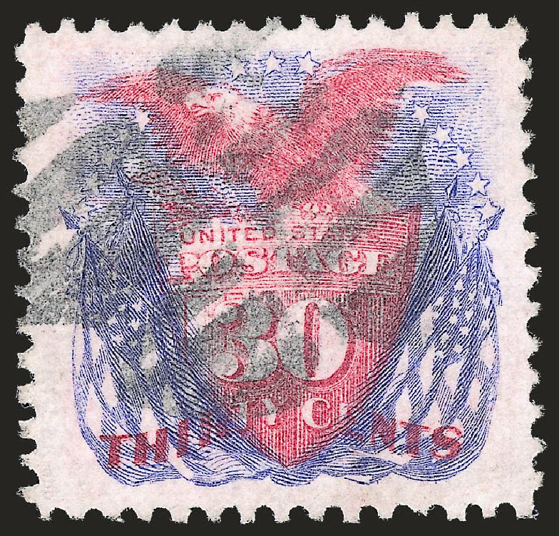 US Stamp Price Scott Catalogue 121 - 1869 30c Pictorial Shield Eagle Flags. Robert Siegel Auction Galleries, Apr 2010, Sale 984, Lot 421