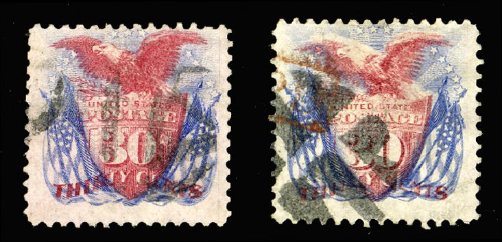 Costs of US Stamps Scott Catalogue # 121: 30c 1869 Pictorial Shield Eagle Flags. Cherrystone Auctions, Apr 2014, Sale 201404, Lot 54