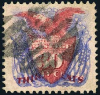 Price of US Stamp Scott Catalog 121 - 1869 30c Pictorial Shield Eagle Flags. Harmer-Schau Auction Galleries, Aug 2012, Sale 94, Lot 1214