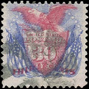 Cost of US Stamp Scott #121: 30c 1869 Pictorial Shield Eagle Flags. Regency-Superior, Jan 2015, Sale 109, Lot 774