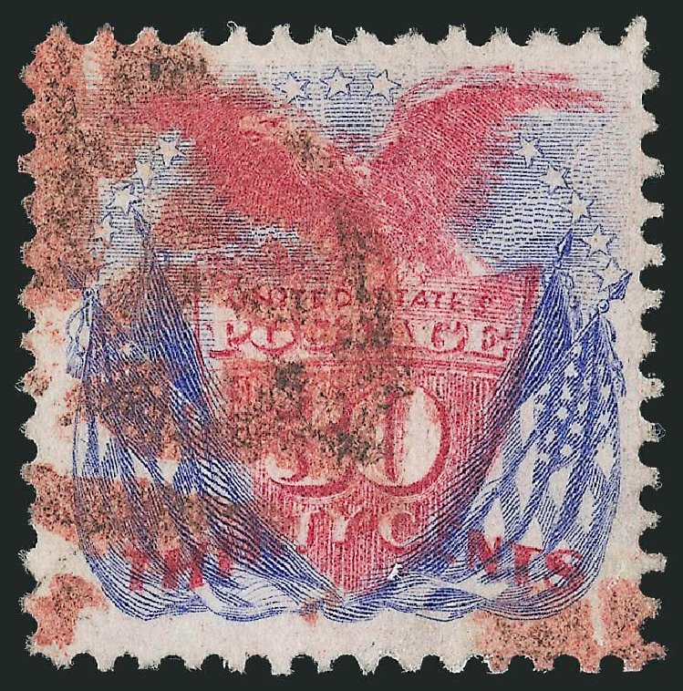 US Stamp Prices Scott 121 - 30c 1869 Pictorial Shield Eagle Flags. Robert Siegel Auction Galleries, Jul 2013, Sale 1050, Lot 254