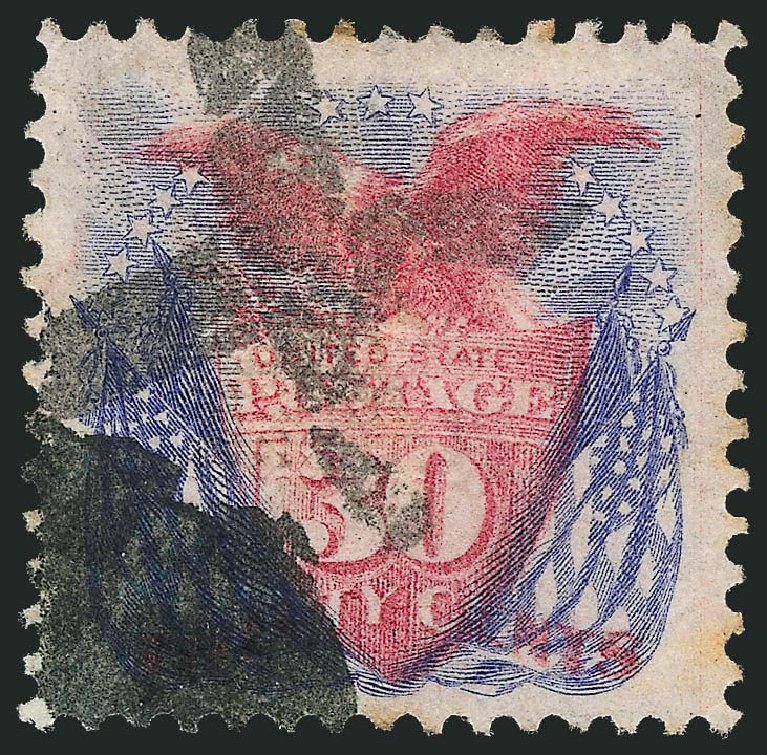 US Stamp Prices Scott Catalog # 121 - 30c 1869 Pictorial Shield Eagle Flags. Robert Siegel Auction Galleries, Dec 2014, Sale 1090, Lot 1284