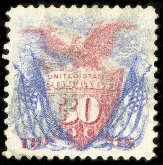 Cost of US Stamps Scott Cat. # 121 - 1869 30c Pictorial Shield Eagle Flags. Spink Shreves Galleries, Jul 2015, Sale 151, Lot 114