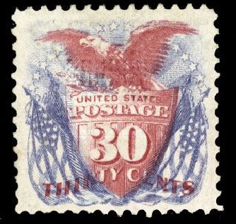 Values of US Stamp Scott #121 - 30c 1869 Pictorial Shield Eagle Flags. Cherrystone Auctions, Mar 2008, Sale 200803, Lot 155
