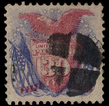Prices of US Stamp Scott Cat. # 121 - 1869 30c Pictorial Shield Eagle Flags. Cherrystone Auctions, Apr 2010, Sale 201004, Lot 155