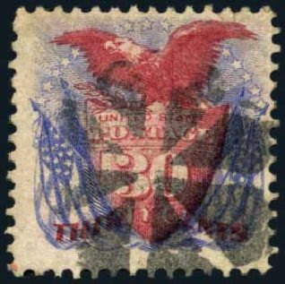 Prices of US Stamps Scott Cat. # 121: 1869 30c Pictorial Shield Eagle Flags. Harmer-Schau Auction Galleries, Oct 2012, Sale 95, Lot 185