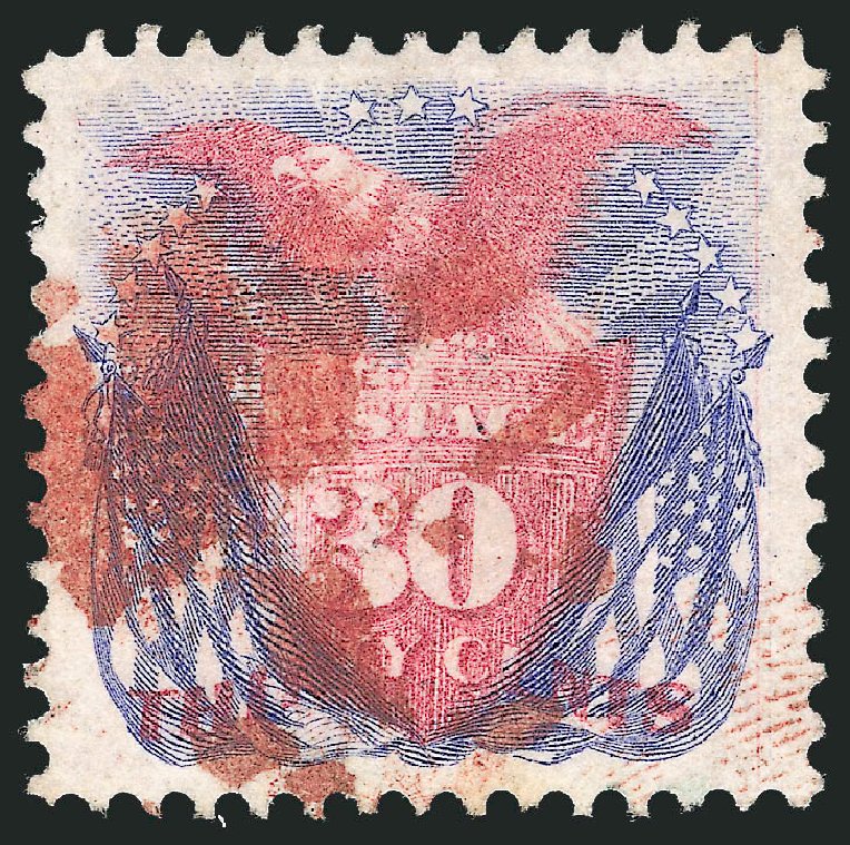 US Stamps Price Scott Catalogue #121 - 1869 30c Pictorial Shield Eagle Flags. Robert Siegel Auction Galleries, Mar 2011, Sale 1004, Lot 175