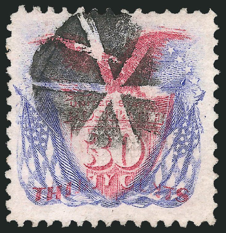 Cost of US Stamps Scott Cat. 121 - 1869 30c Pictorial Shield Eagle Flags. Robert Siegel Auction Galleries, Oct 2011, Sale 1014, Lot 1315