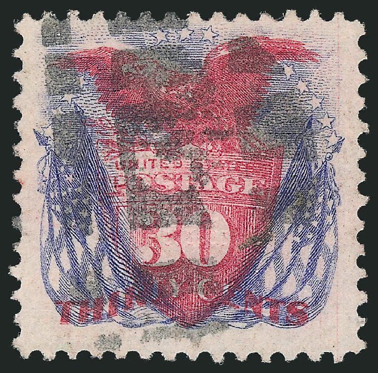 US Stamps Price Scott Catalog # 121: 1869 30c Pictorial Shield Eagle Flags. Robert Siegel Auction Galleries, Mar 2013, Sale 1040, Lot 1385