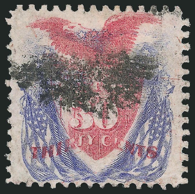 US Stamp Values Scott Catalog 121: 1869 30c Pictorial Shield Eagle Flags. Robert Siegel Auction Galleries, Jul 2013, Sale 1050, Lot 255