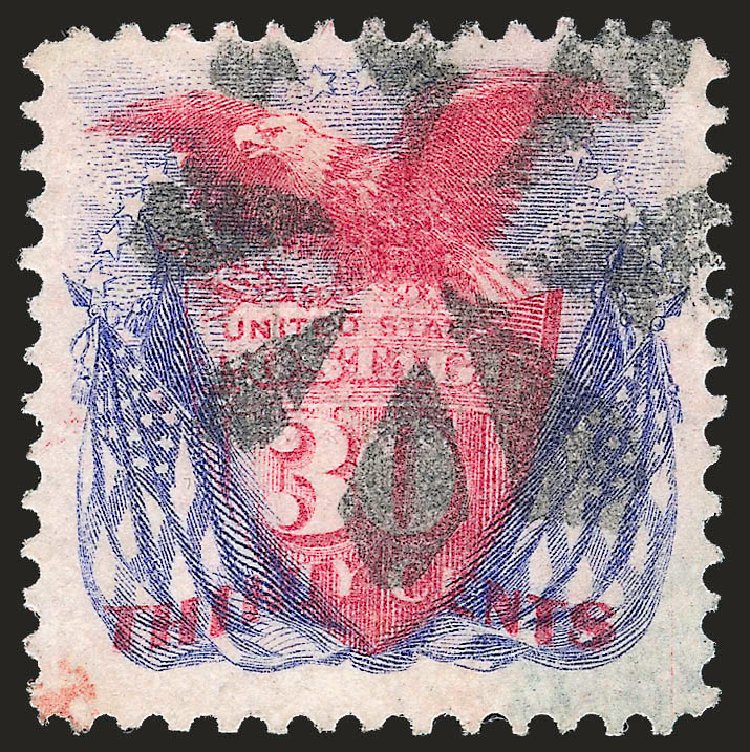 US Stamp Price Scott Catalogue #121 - 1869 30c Pictorial Shield Eagle Flags. Robert Siegel Auction Galleries, Oct 2008, Sale 963, Lot 695