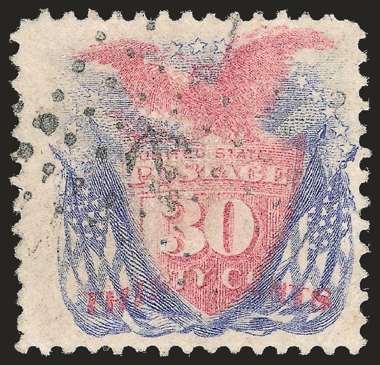 US Stamps Price Scott Catalog # 121 - 30c 1869 Pictorial Shield Eagle Flags. Robert Siegel Auction Galleries, Dec 2009, Sale 982, Lot 5355
