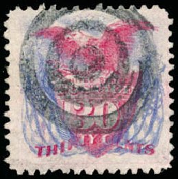 Cost of US Stamp Scott #121 - 30c 1869 Pictorial Shield Eagle Flags. Schuyler J. Rumsey Philatelic Auctions, Apr 2015, Sale 60, Lot 2112