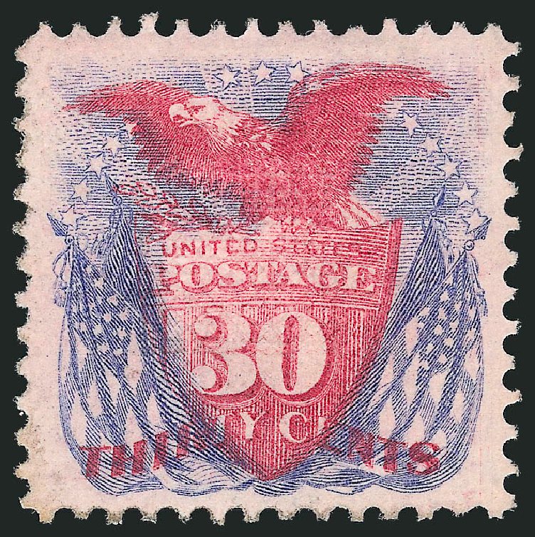 Costs of US Stamp Scott Catalogue 121 - 1869 30c Pictorial Shield Eagle Flags. Robert Siegel Auction Galleries, Oct 2011, Sale 1014, Lot 1312