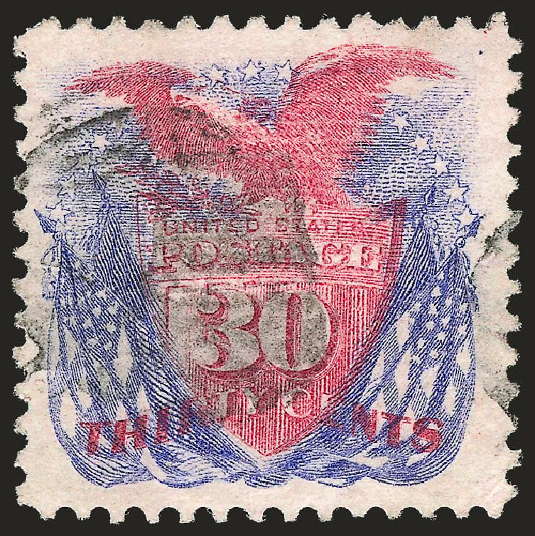 Price of US Stamps Scott Cat. # 121 - 1869 30c Pictorial Shield Eagle Flags. Robert Siegel Auction Galleries, Oct 2008, Sale 963, Lot 692