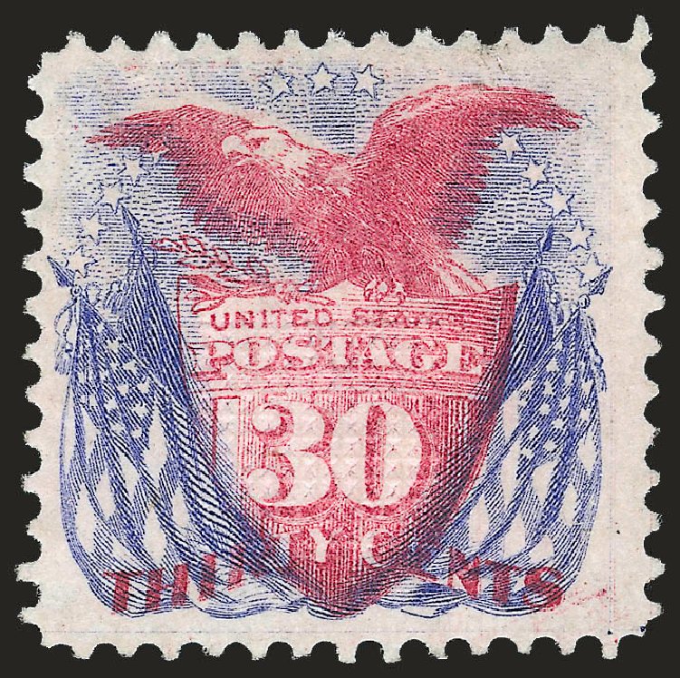Cost of US Stamp Scott Catalog #121 - 1869 30c Pictorial Shield Eagle Flags. Robert Siegel Auction Galleries, Apr 2009, Sale 972, Lot 3122