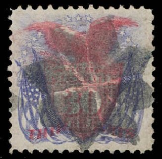 Cost of US Stamp Scott #121: 1869 30c Pictorial Shield Eagle Flags. Daniel Kelleher Auctions, Oct 2012, Sale 632, Lot 1043