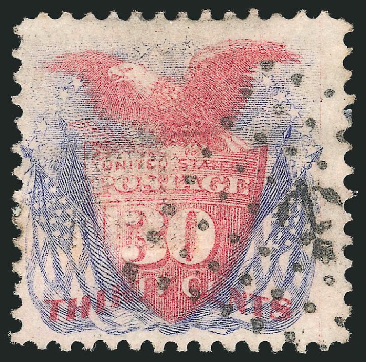 US Stamp Prices Scott Catalog #121: 1869 30c Pictorial Shield Eagle Flags. Robert Siegel Auction Galleries, Jun 2011, Sale 1011, Lot 523