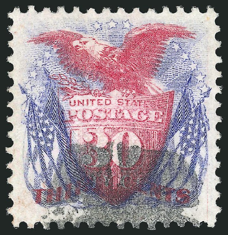 Value of US Stamp Scott # 121: 30c 1869 Pictorial Shield Eagle Flags. Robert Siegel Auction Galleries, Jul 2013, Sale 1050, Lot 253