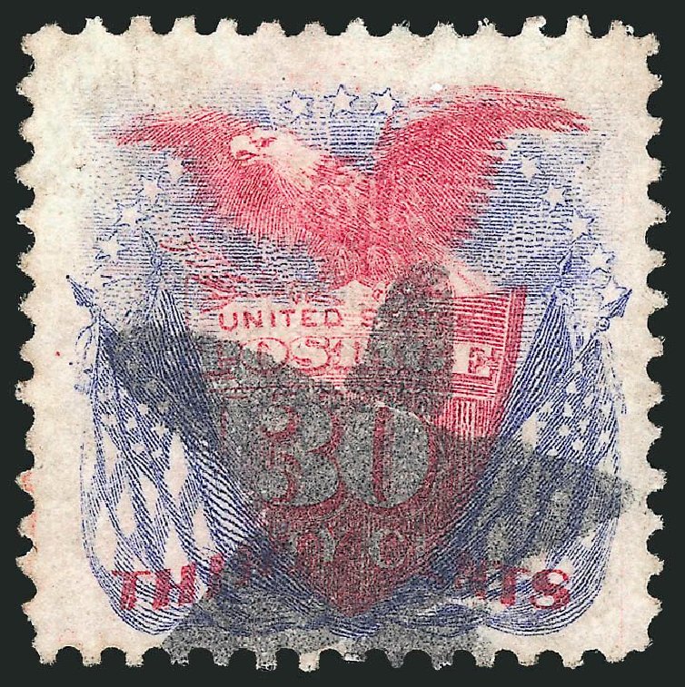 Costs of US Stamp Scott Catalogue #121 - 1869 30c Pictorial Shield Eagle Flags. Robert Siegel Auction Galleries, Mar 2014, Sale 1067, Lot 1123