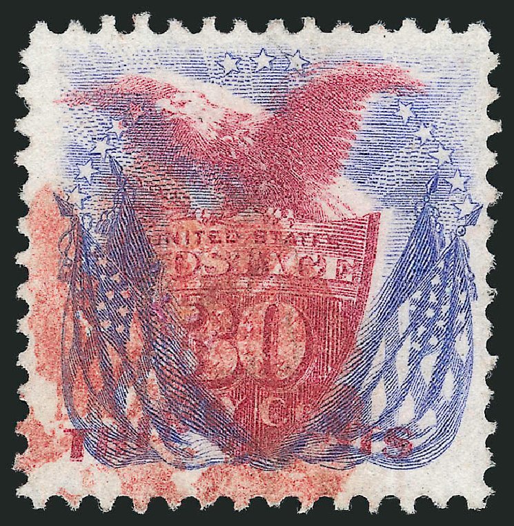 US Stamps Values Scott #121: 1869 30c Pictorial Shield Eagle Flags. Robert Siegel Auction Galleries, Apr 2015, Sale 1096, Lot 233