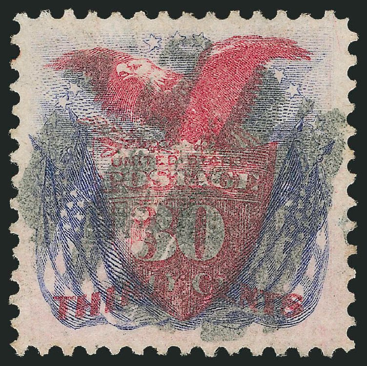 Price of US Stamps Scott Cat. #121: 30c 1869 Pictorial Shield Eagle Flags. Robert Siegel Auction Galleries, Dec 2009, Sale 978, Lot 1033