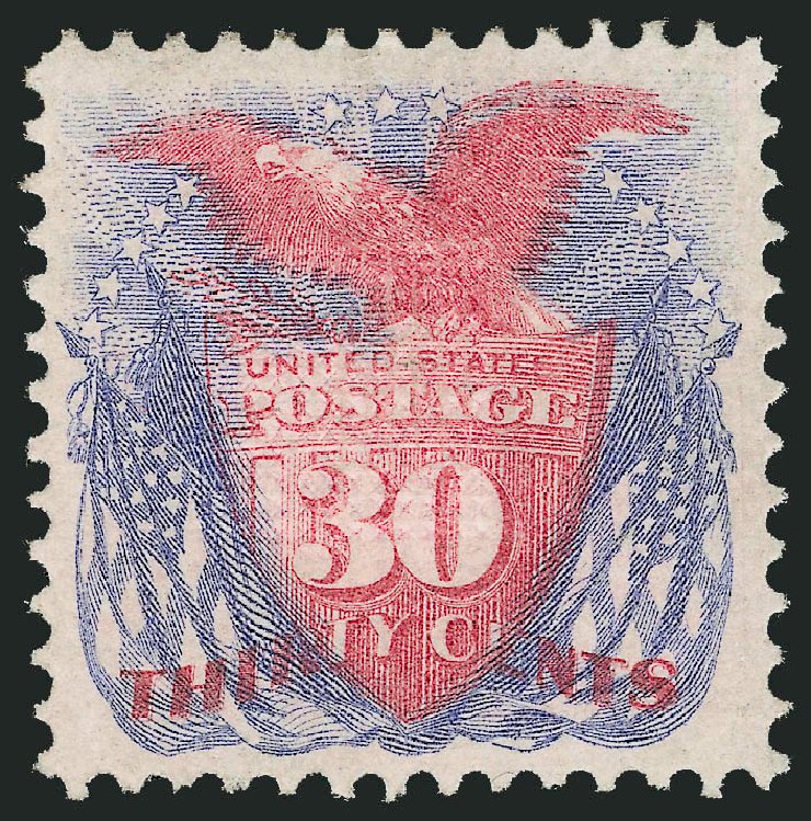 Value of US Stamp Scott Catalog 121 - 30c 1869 Pictorial Shield Eagle Flags. Robert Siegel Auction Galleries, Feb 2010, Sale 983, Lot 83