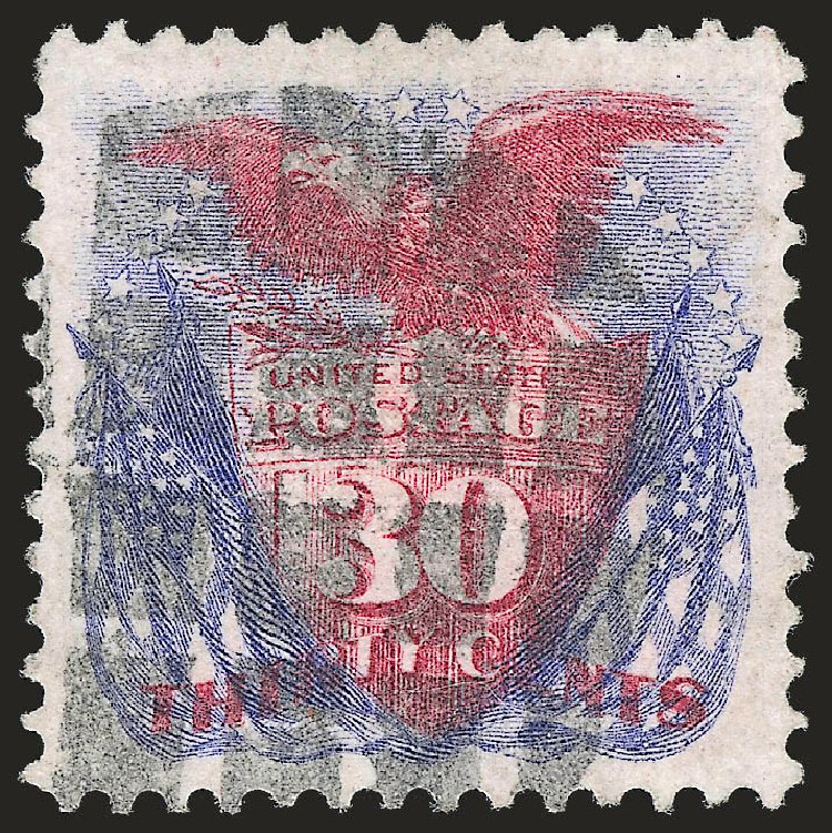 US Stamp Prices Scott Catalog # 121: 1869 30c Pictorial Shield Eagle Flags. Robert Siegel Auction Galleries, Apr 2010, Sale 984, Lot 423