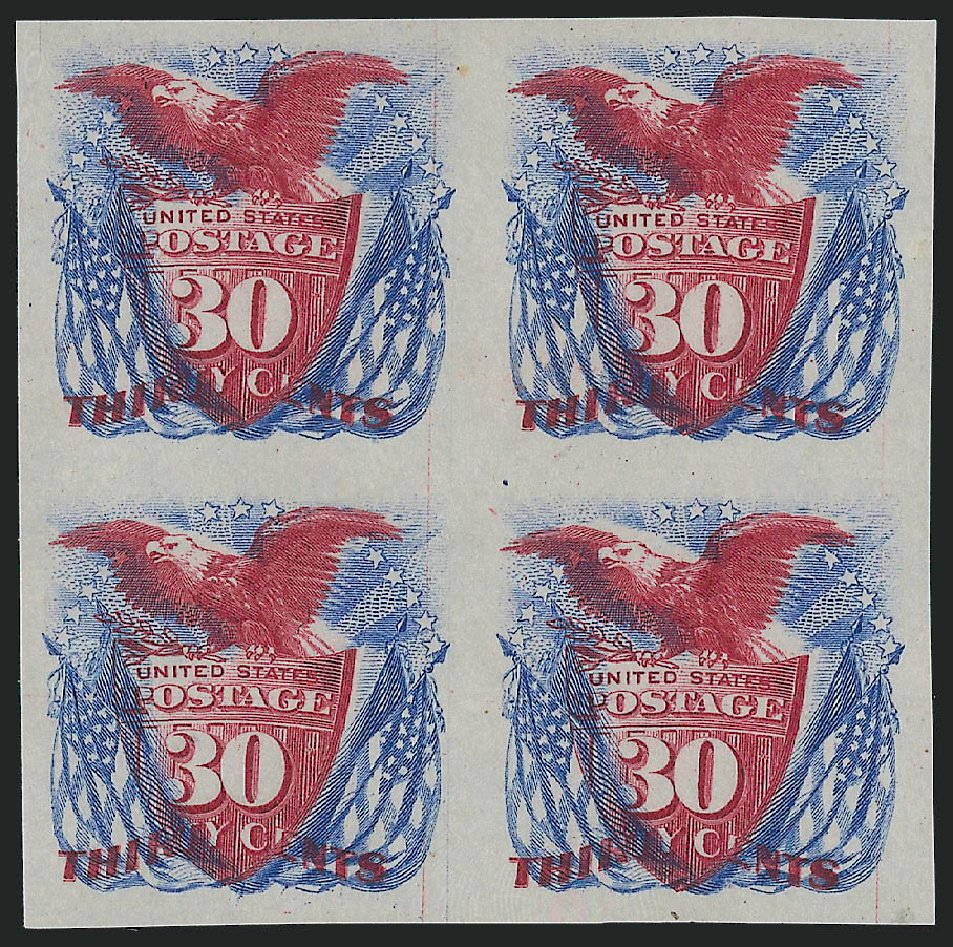 US Stamps Value Scott Catalogue # 121 - 1869 30c Pictorial Shield Eagle Flags. Robert Siegel Auction Galleries, Oct 2010, Sale 997, Lot 5023