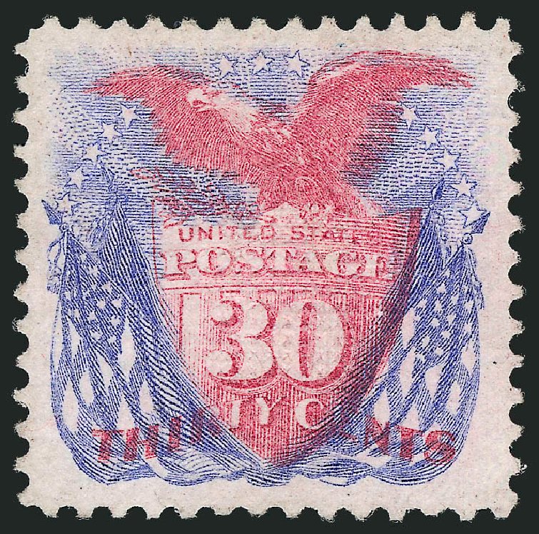 Cost of US Stamps Scott Catalogue # 121: 1869 30c Pictorial Shield Eagle Flags. Robert Siegel Auction Galleries, Oct 2010, Sale 997, Lot 5476
