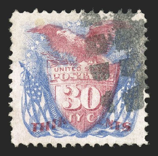 Price of US Stamp Scott Catalog # 121: 1869 30c Pictorial Shield Eagle Flags. Spink Shreves Galleries, Nov 2012, Sale 141, Lot 76