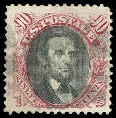 Price of US Stamps Scott Catalogue 122 - 90c 1869 Pictorial Lincoln. Matthew Bennett International, Sep 2010, Sale 333, Lot 3507