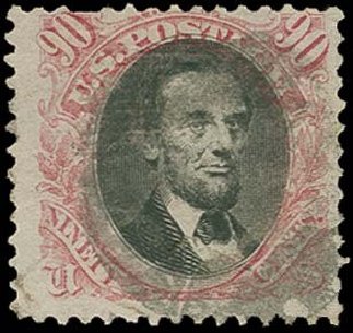 Price of US Stamp Scott Cat. #122: 1869 90c Pictorial Lincoln. H.R. Harmer, Oct 2014, Sale 3006, Lot 1177