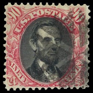 Cost of US Stamps Scott Catalog # 122 - 90c 1869 Pictorial Lincoln. Daniel Kelleher Auctions, Dec 2014, Sale 661, Lot 127