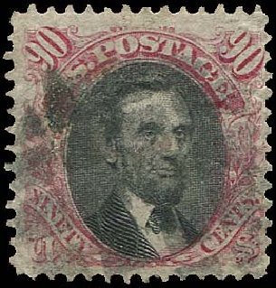 Value of US Stamps Scott Catalog 122 - 90c 1869 Pictorial Lincoln. Regency-Superior, Nov 2014, Sale 108, Lot 297