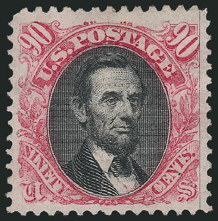 US Stamps Value Scott Catalog 122 - 1869 90c Pictorial Lincoln. Robert Siegel Auction Galleries, Jun 2012, Sale 1025, Lot 147