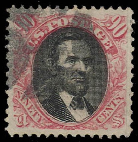 Price of US Stamps Scott Catalog #122 - 90c 1869 Pictorial Lincoln. Daniel Kelleher Auctions, Oct 2011, Sale 626, Lot 148