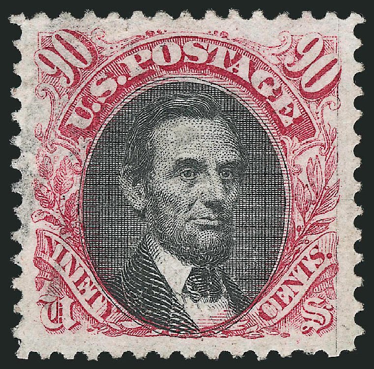 US Stamps Prices Scott Catalogue # 122 - 1869 90c Pictorial Lincoln. Robert Siegel Auction Galleries, Oct 2011, Sale 1013, Lot 238