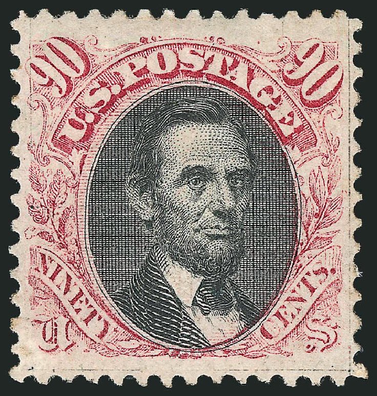 US Stamp Values Scott #122 - 90c 1869 Pictorial Lincoln. Robert Siegel Auction Galleries, May 2013, Sale 1044, Lot 108