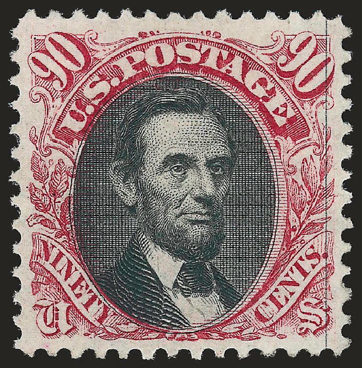 US Stamp Values Scott Catalog # 122: 1869 90c Pictorial Lincoln. Robert Siegel Auction Galleries, Jan 2009, Sale 968, Lot 158
