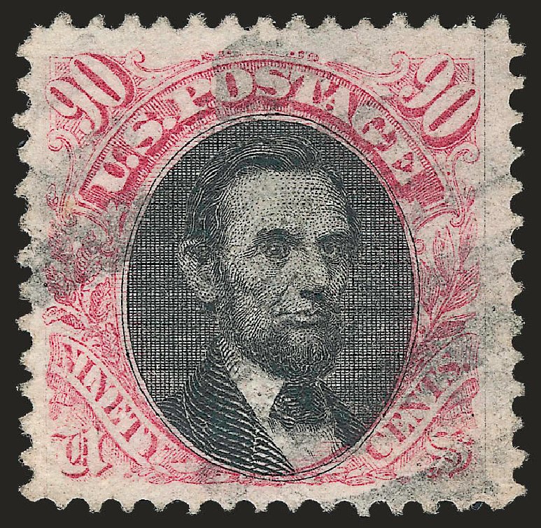 Values of US Stamp Scott Cat. # 122 - 90c 1869 Pictorial Lincoln. Robert Siegel Auction Galleries, Apr 2010, Sale 984, Lot 428