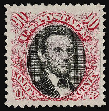 Cost of US Stamp Scott Catalog #122 - 90c 1869 Pictorial Lincoln. Matthew Bennett International, Apr 2008, Sale 326, Lot 129