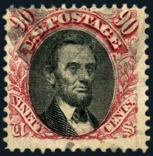 Cost of US Stamp Scott 122 - 1869 90c Pictorial Lincoln. Harmer-Schau Auction Galleries, Jan 2013, Sale 96, Lot 479