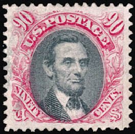 Costs of US Stamp Scott Catalog #122 - 1869 90c Pictorial Lincoln. Schuyler J. Rumsey Philatelic Auctions, Apr 2015, Sale 60, Lot 2119