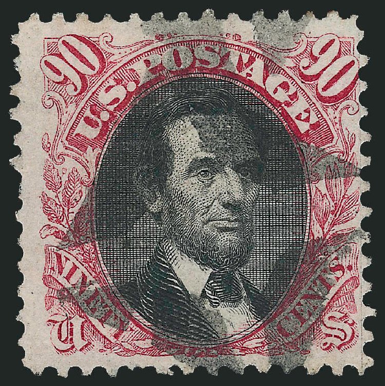 Price of US Stamps Scott Catalogue #122 - 1869 90c Pictorial Lincoln. Robert Siegel Auction Galleries, Dec 2008, Sale 967, Lot 4249